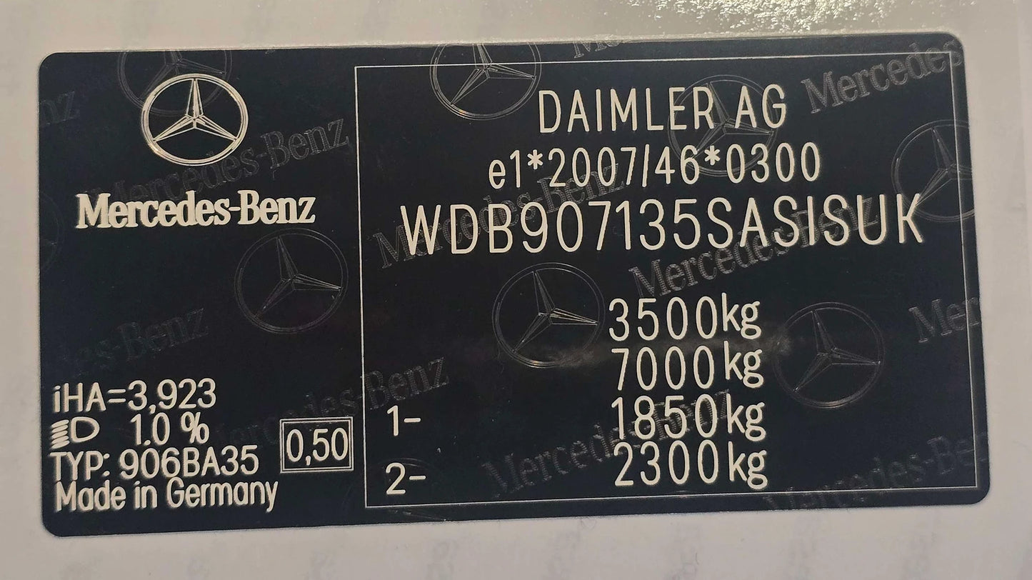 Autocollants et plaques VIN Mercedes-Benz SASIS UK