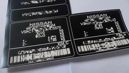 Nissan Navara VIN autocollants autocollants et plaques SASIS UK